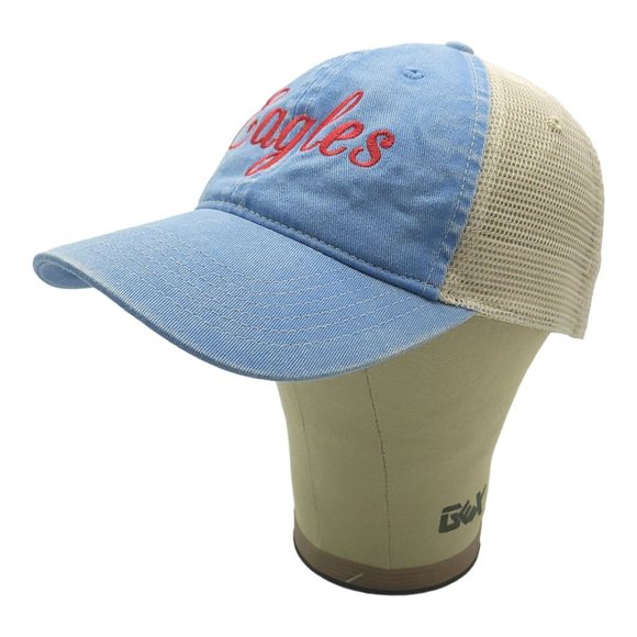 Eagles Denim Embroidered Mesh Snapback Cap Trucker Baseball Hat Comfort Colors - Picture 2 of 12